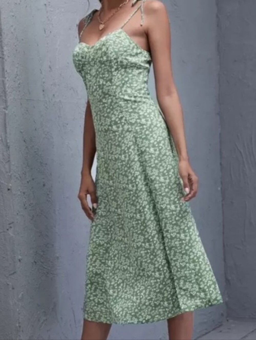 Shein Sage Green Floral  Dress